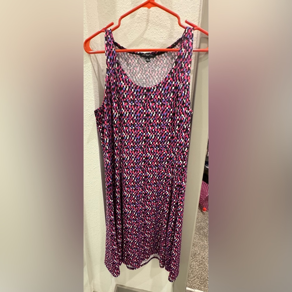 Pink checked summer sleeveless dress